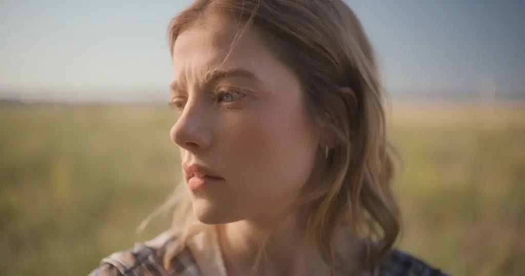 Lavera TVC mit Jella Haase: junge Frau in warmer Naturstimmung im Close-up