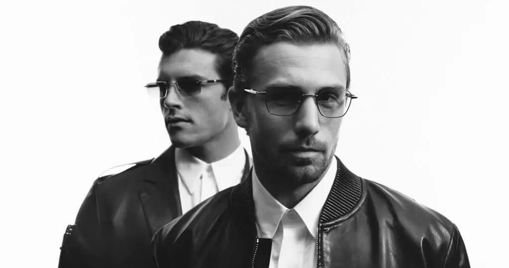 Montblanc Social Ad: Schwarz-Weiß-Portrait zweier Männer mit Sonnenbrillen